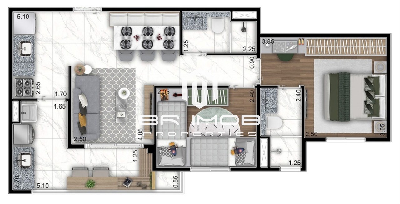 Apartamento à venda com 2 quartos, 57m² - Foto 2