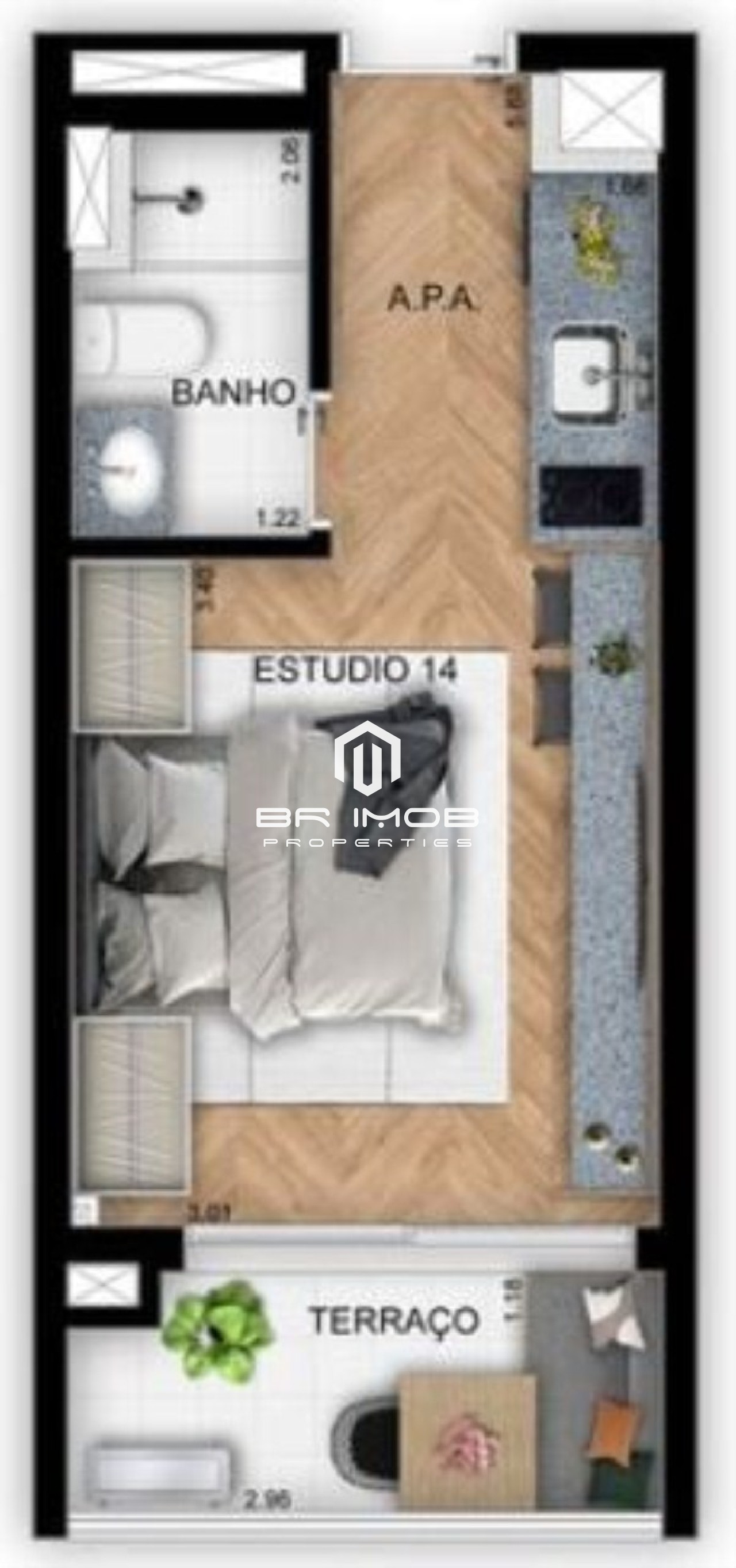 Apartamento à venda com 1 quarto, 23m² - Foto 3