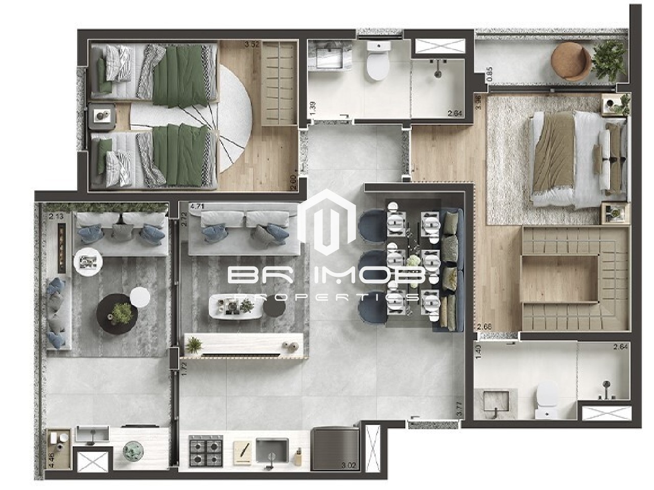 Apartamento à venda com 2 quartos, 63m² - Foto 3