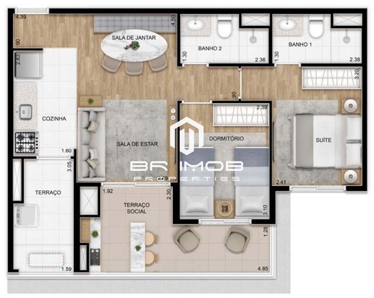 Apartamento à venda com 2 quartos, 63m² - Foto 3