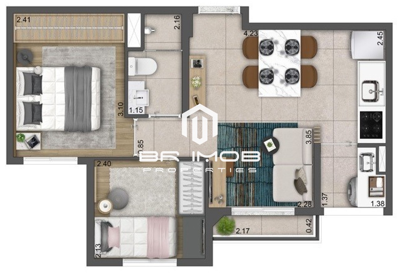 Apartamento à venda com 2 quartos, 37m² - Foto 2