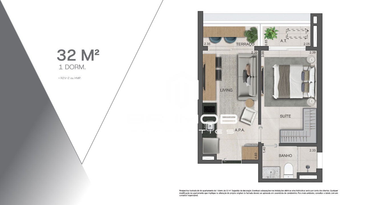 Apartamento, 1 quarto, 32 m² - Foto 3