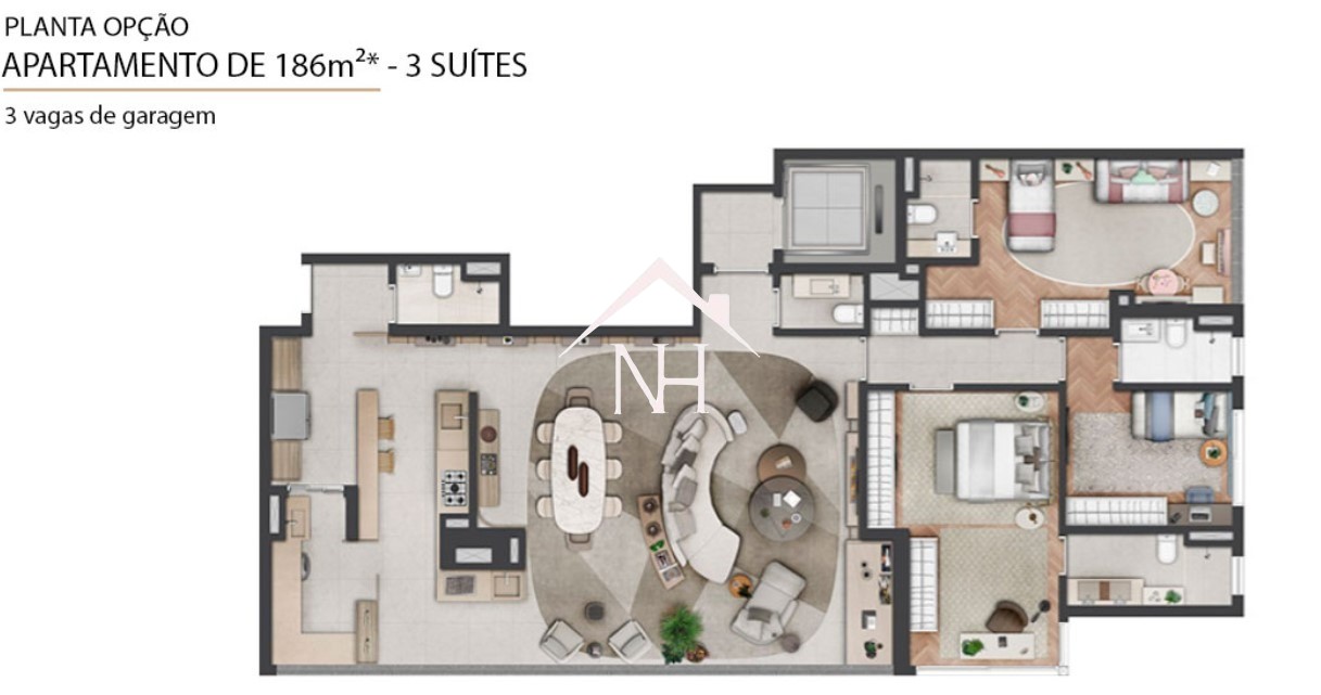 Apartamento à venda com 3 quartos, 186m² - Foto 2