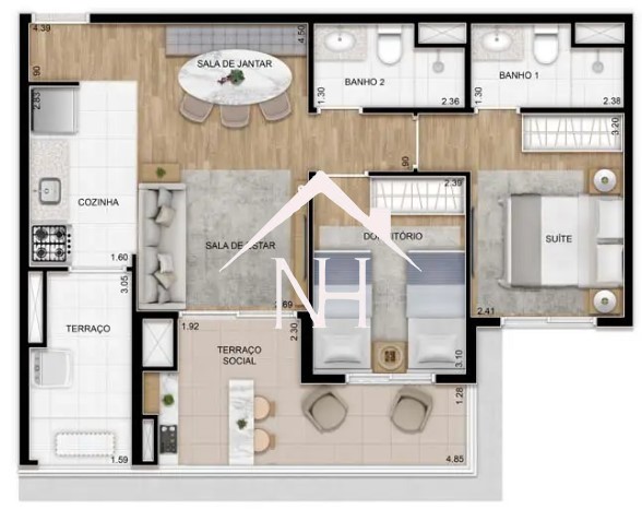 Apartamento à venda com 2 quartos, 63m² - Foto 8