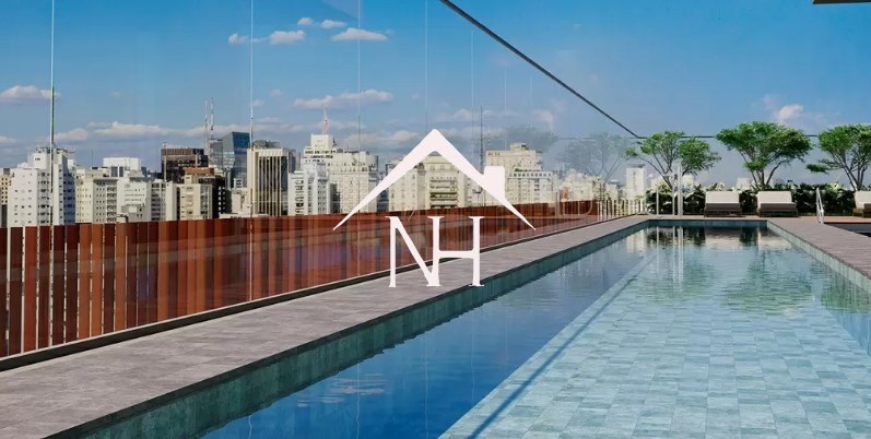 Studio de 23m com dormitório e terraço, coworking, deck molhado, solarium, espaço gourmet, fitness, sauna, lavanderia, piscina, lounge externo