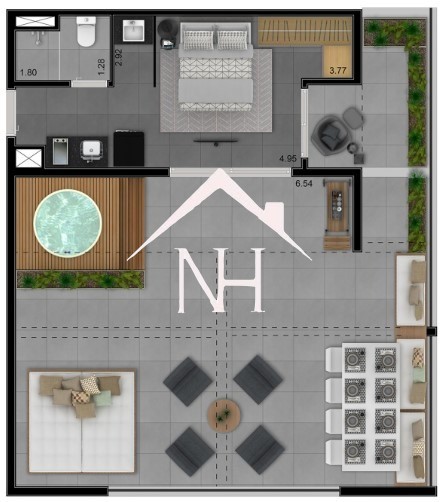 Apartamento de 80m c/1 Dormitório,Amplo Terraço c/ Área de Estar e Jacuzzi Privativa,Arquibancada c/Skyview,Pet Place,Academia,bicicletário,coworking