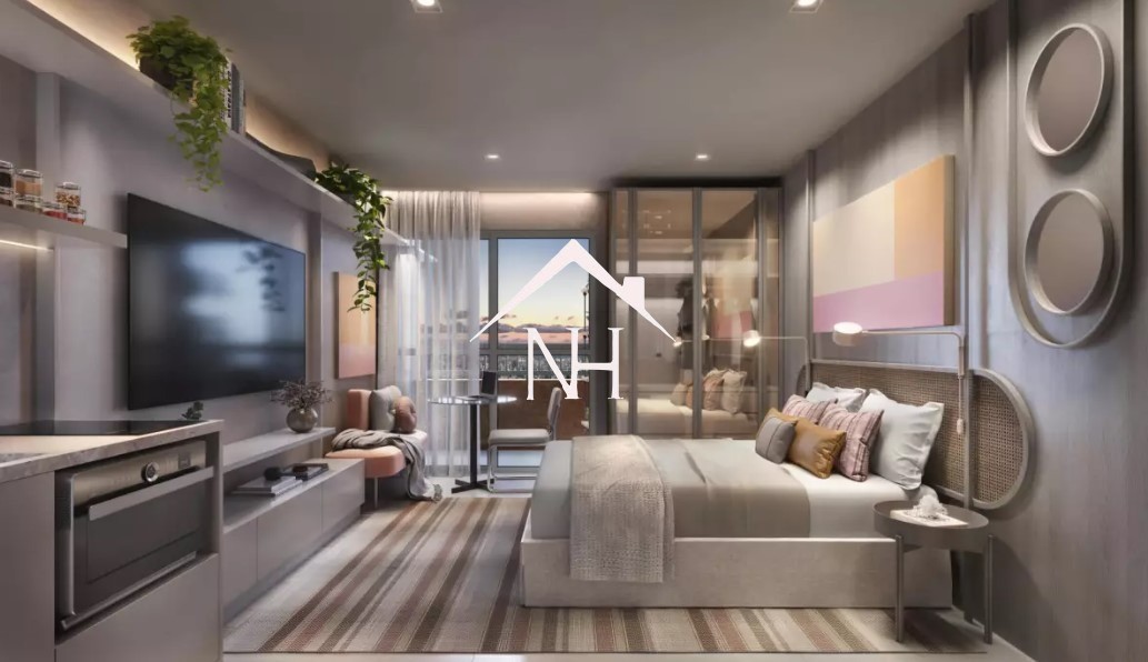 Studio de 23m com dormitório e terraço, fitness completo, espaço gourmet, coworking, delivery, solarium, lavanderia, mall de conveniência, lavanderia