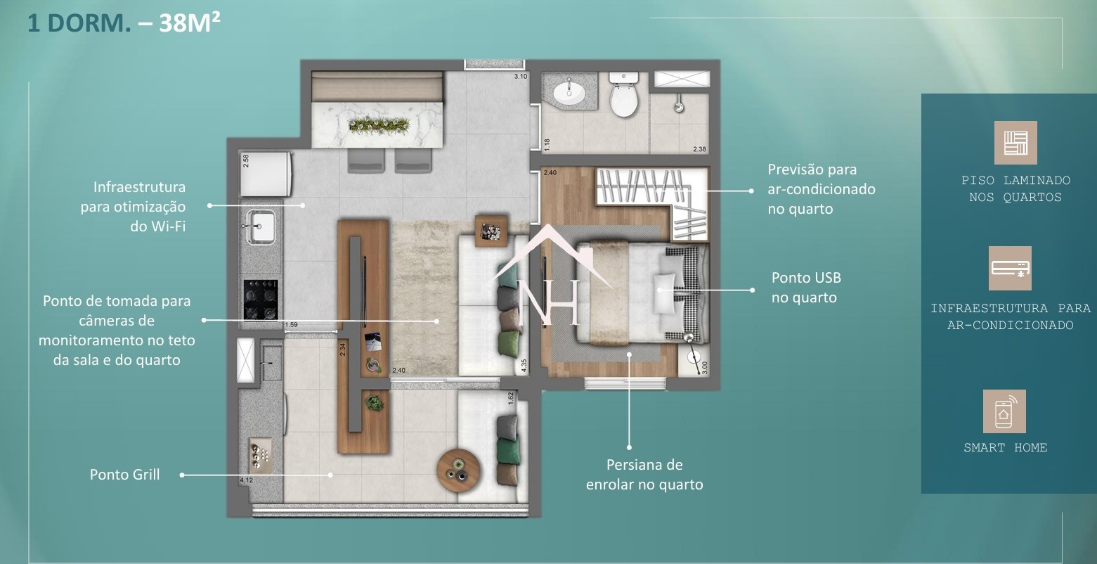 Apartamento, 1 quarto, 38 m² - Foto 14