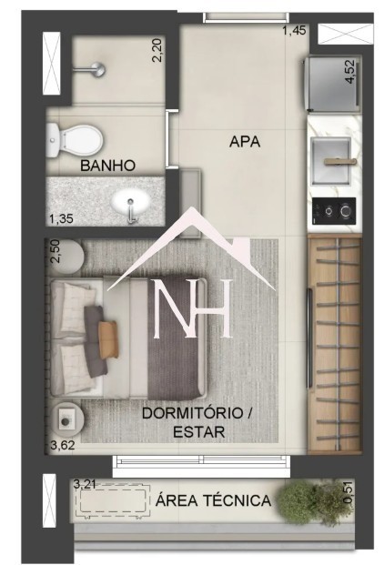 Apartamento, 1 quarto, 22 m² - Foto 9