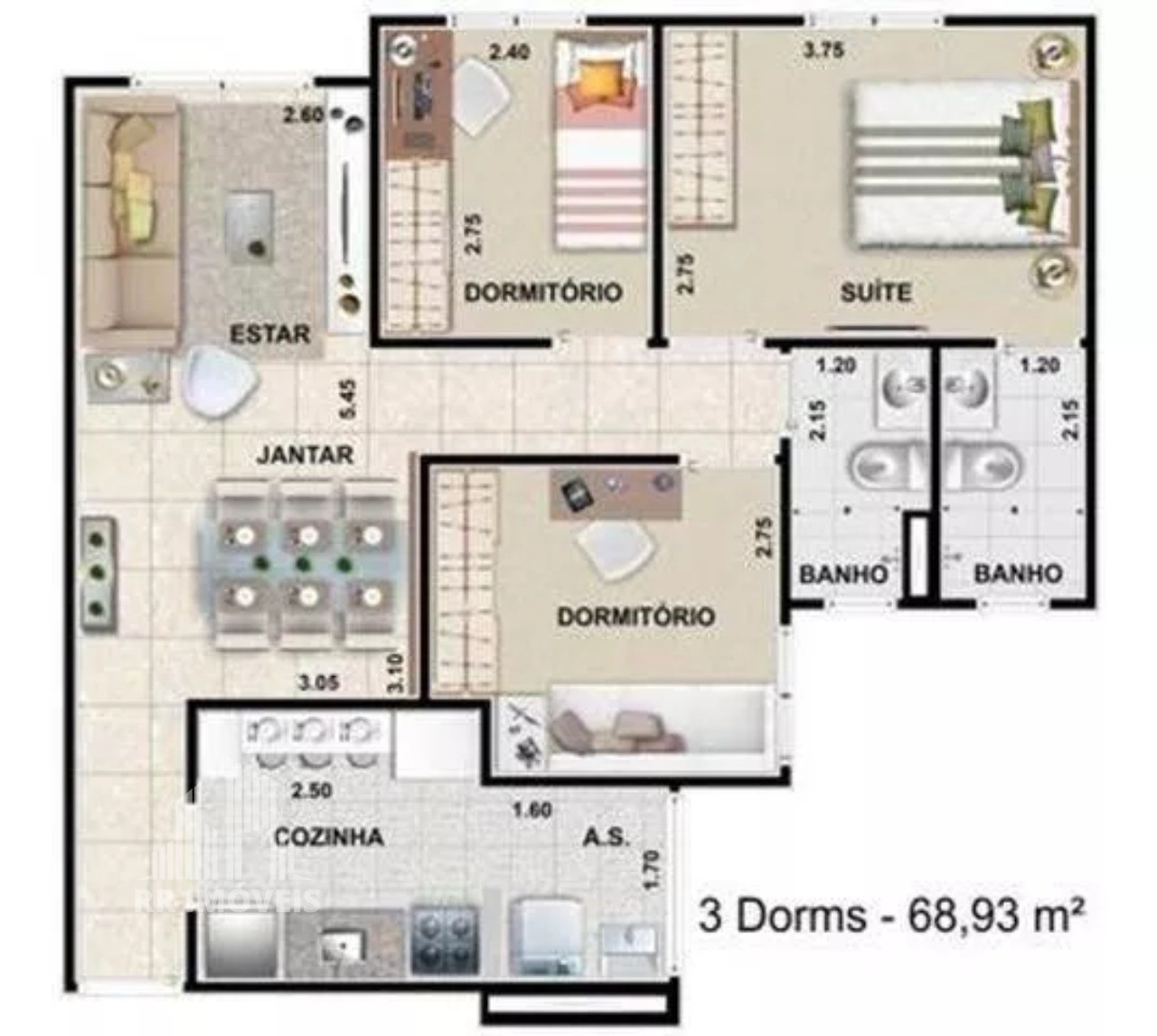 Apartamento à venda com 3 quartos, 69m² - Foto 9