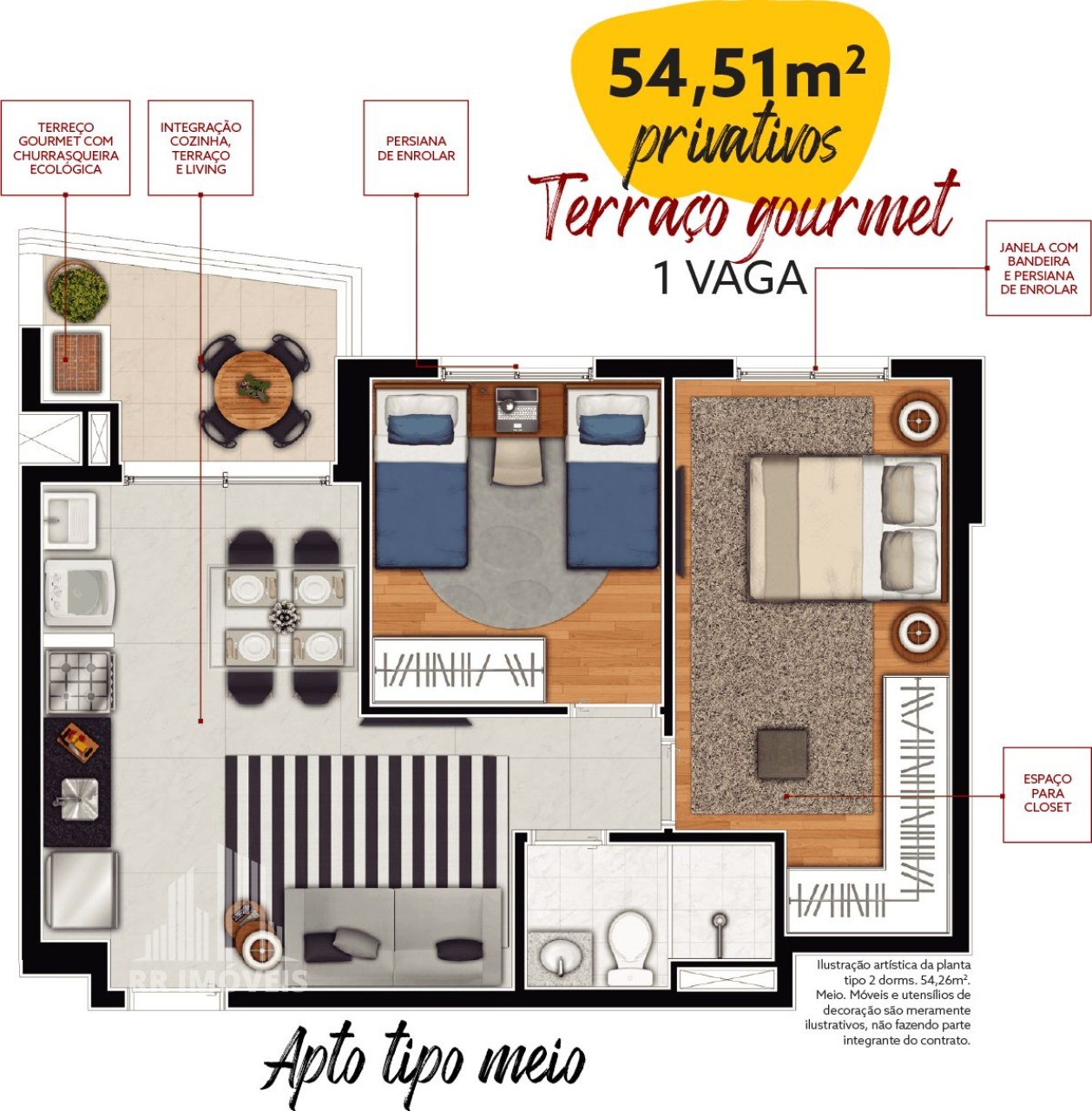 Apartamento à venda com 2 quartos, 54m² - Foto 3