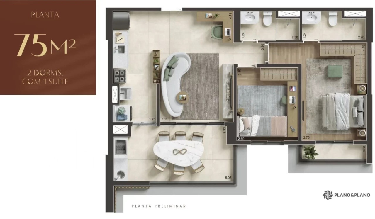 Apartamento, 2 quartos, 75 m² - Foto 1