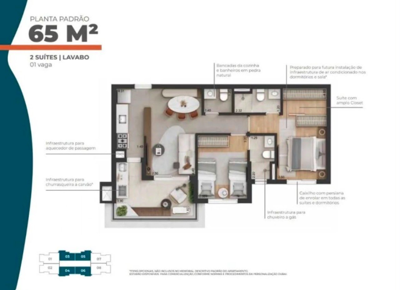 Apartamento, 2 quartos, 65 m² - Foto 2