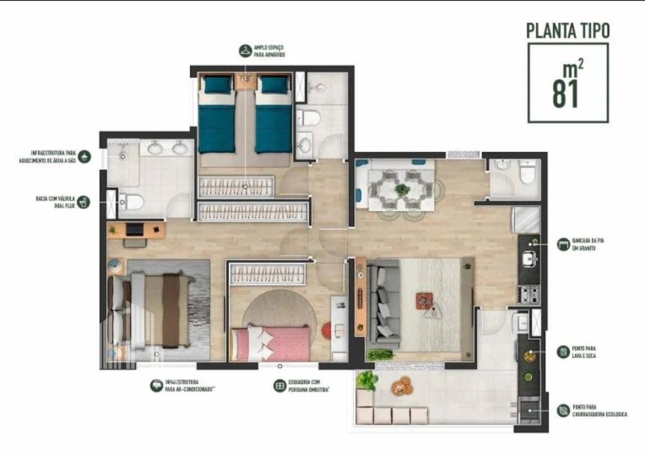 Apartamento, 3 quartos, 81 m² - Foto 4