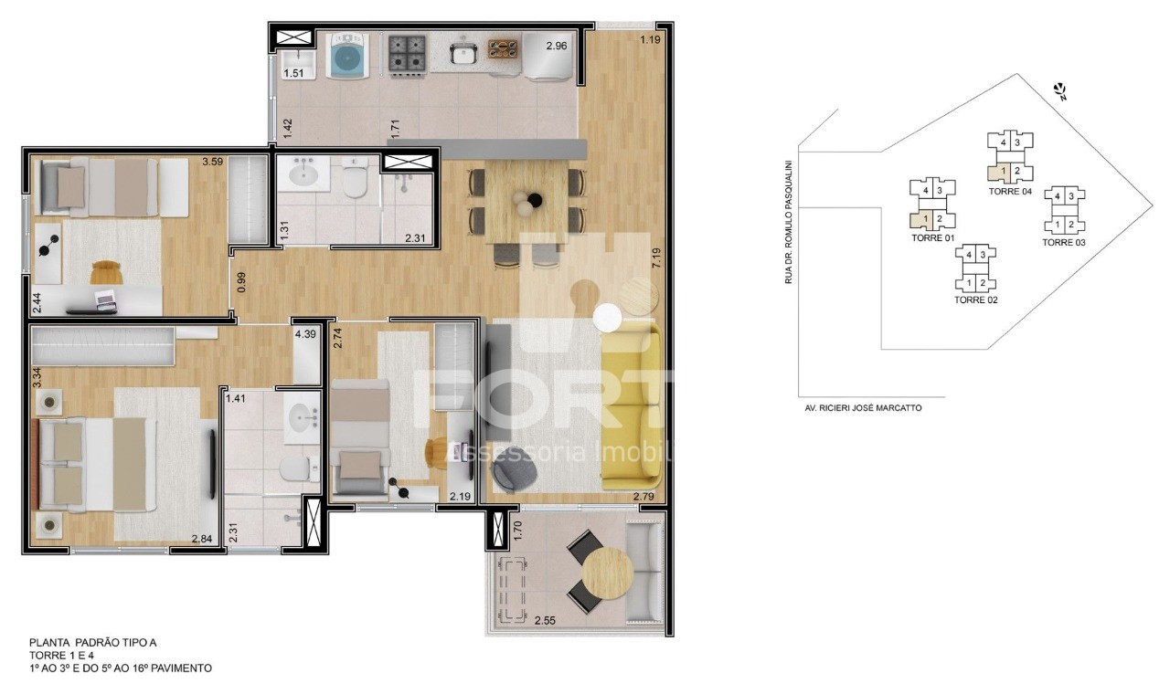 Apartamento à venda com 3 quartos, 74m² - Foto 2