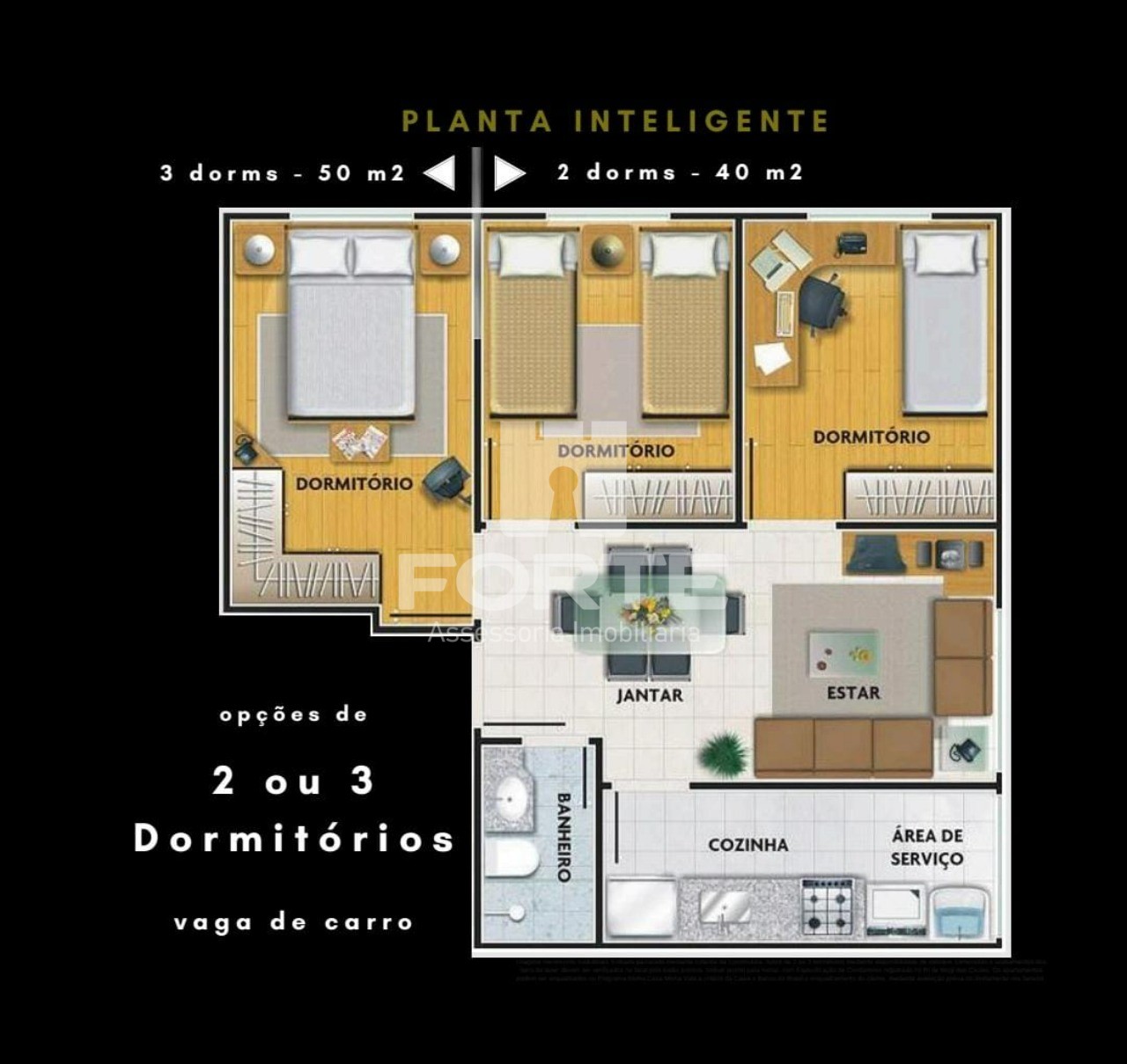 Apartamento, 3 quartos, 50 m² - Foto 1