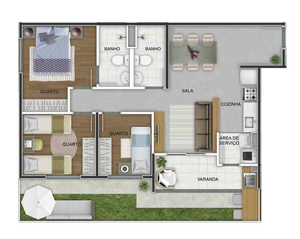 Apartamento, 3 quartos, 63 m² - Foto 53