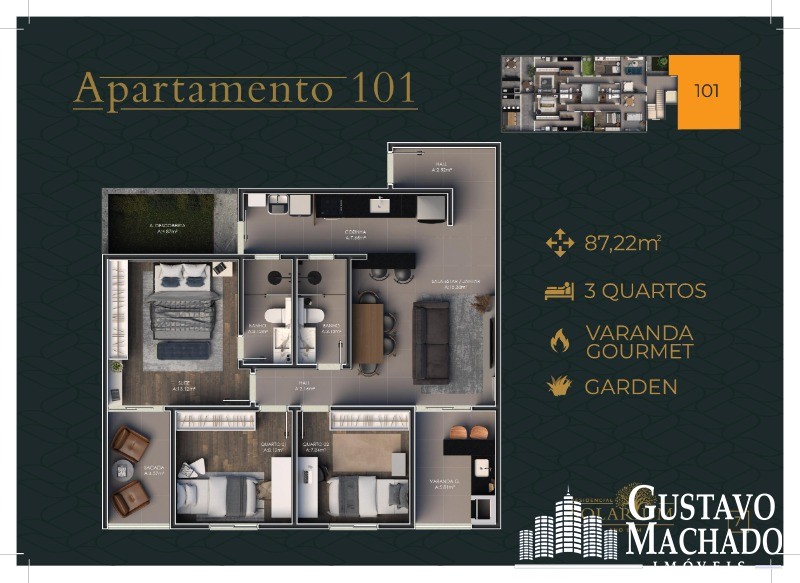 Apartamento à venda com 3 quartos, 98m² - Foto 1