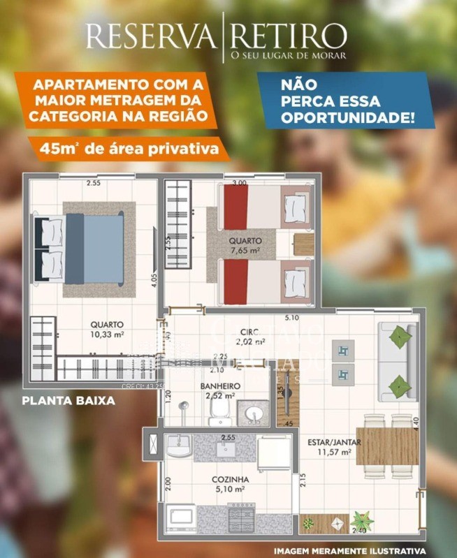 Apartamento à venda com 2 quartos, 45m² - Foto 2