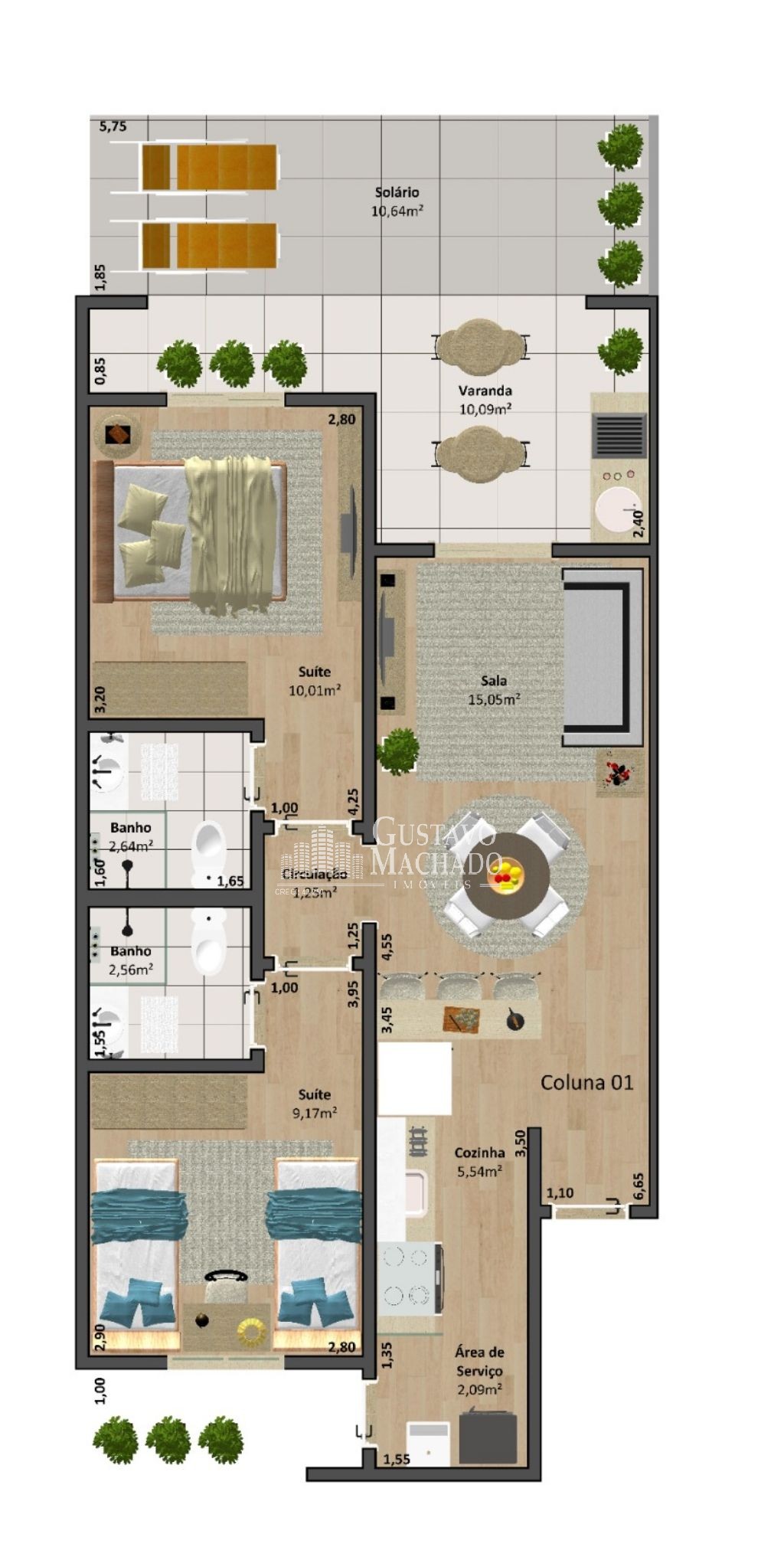 Apartamento à venda com 2 quartos, 61m² - Foto 3