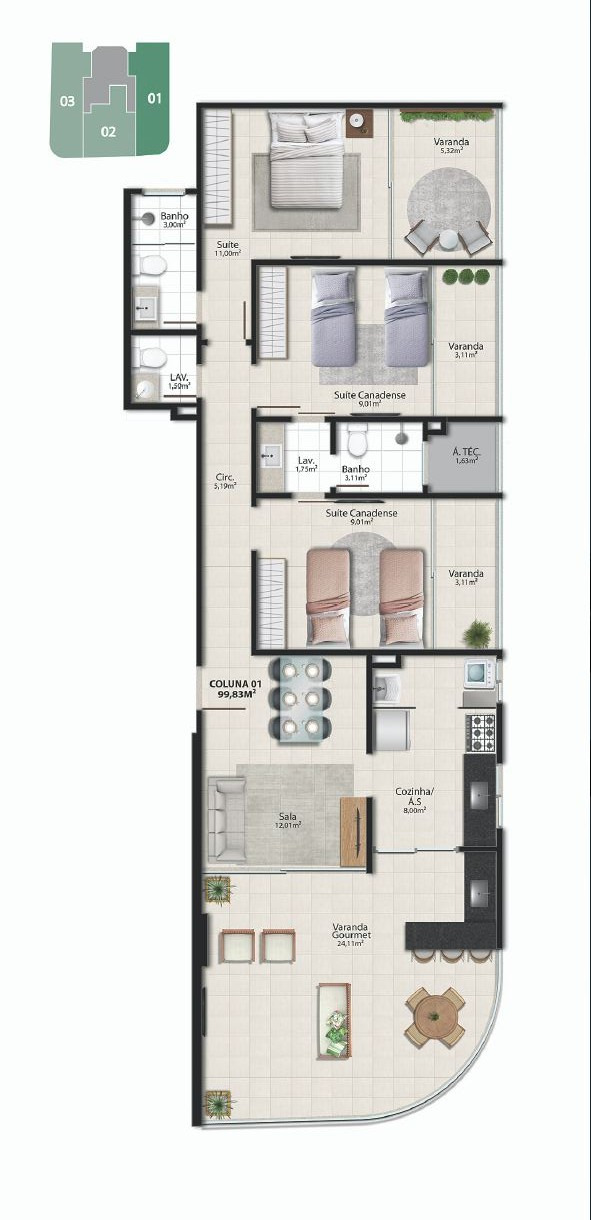 Apartamento à venda com 3 quartos, 99m² - Foto 8