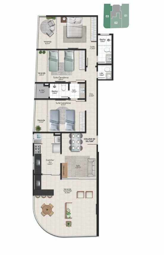 Apartamento à venda com 3 quartos, 99m² - Foto 10