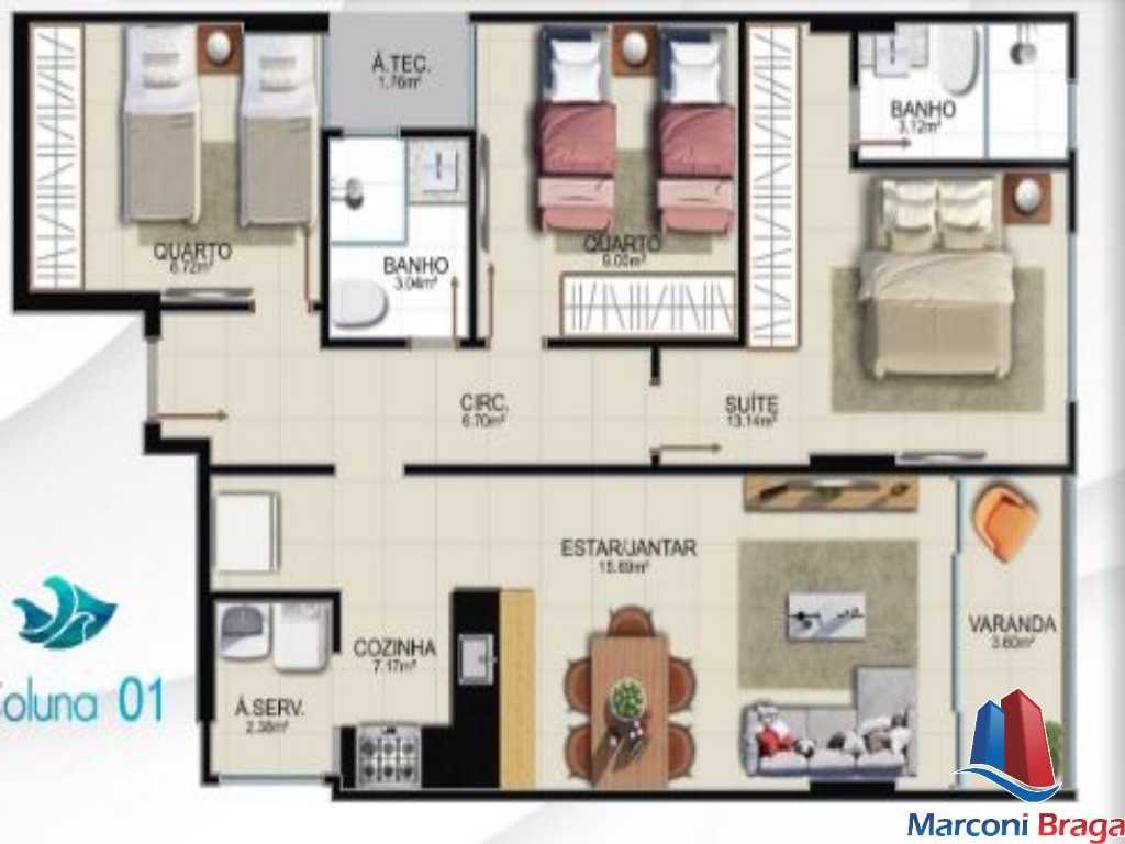 Apartamento à venda com 2 quartos, 74m² - Foto 5