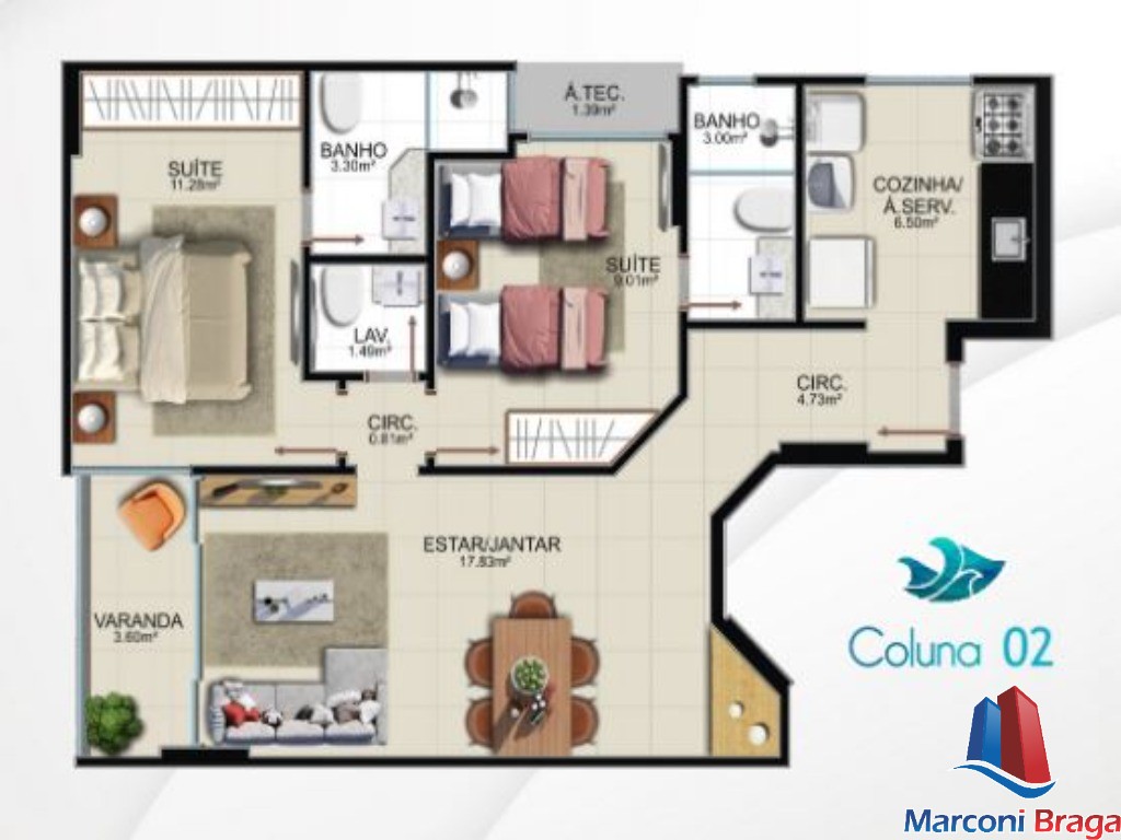 Apartamento à venda com 2 quartos, 74m² - Foto 6