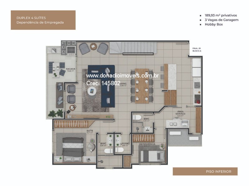 Apartamento à venda com 4 quartos, 187m² - Foto 2