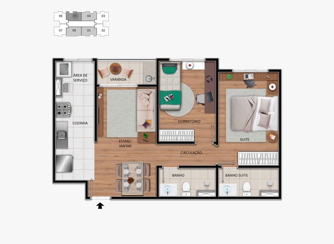 Apartamento à venda com 2 quartos, 55m² - Foto 2