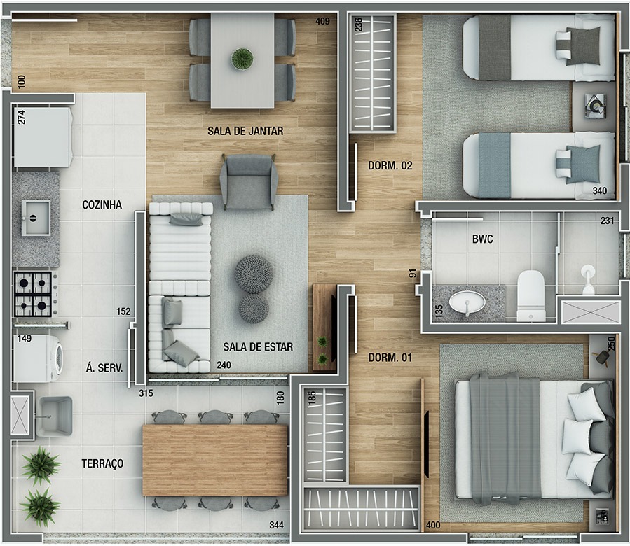 Apartamento à venda com 3 quartos, 55m² - Foto 4