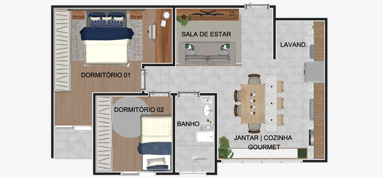 Apartamento à venda com 2 quartos, 58m² - Foto 2