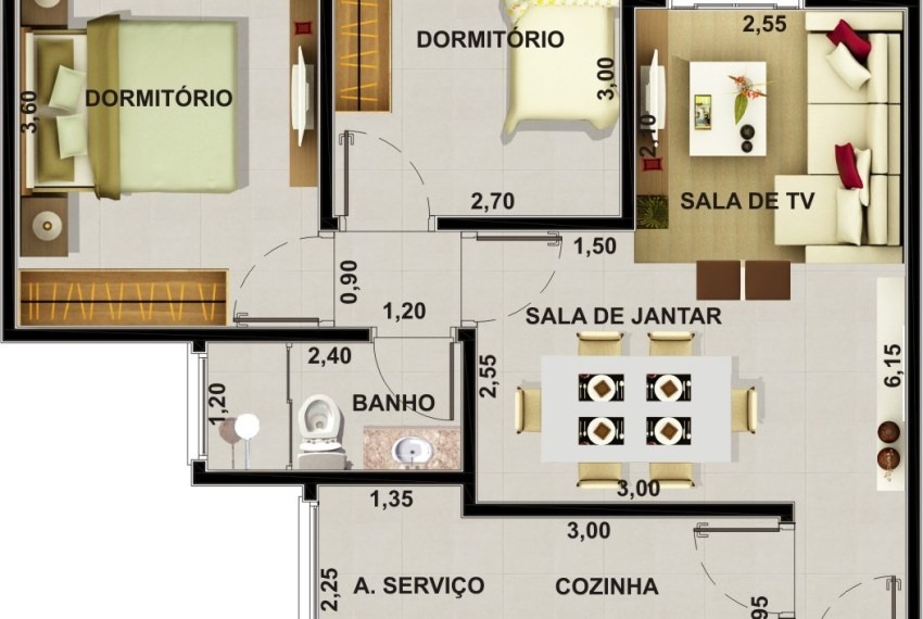 Apartamento à venda com 2 quartos, 58m² - Foto 2