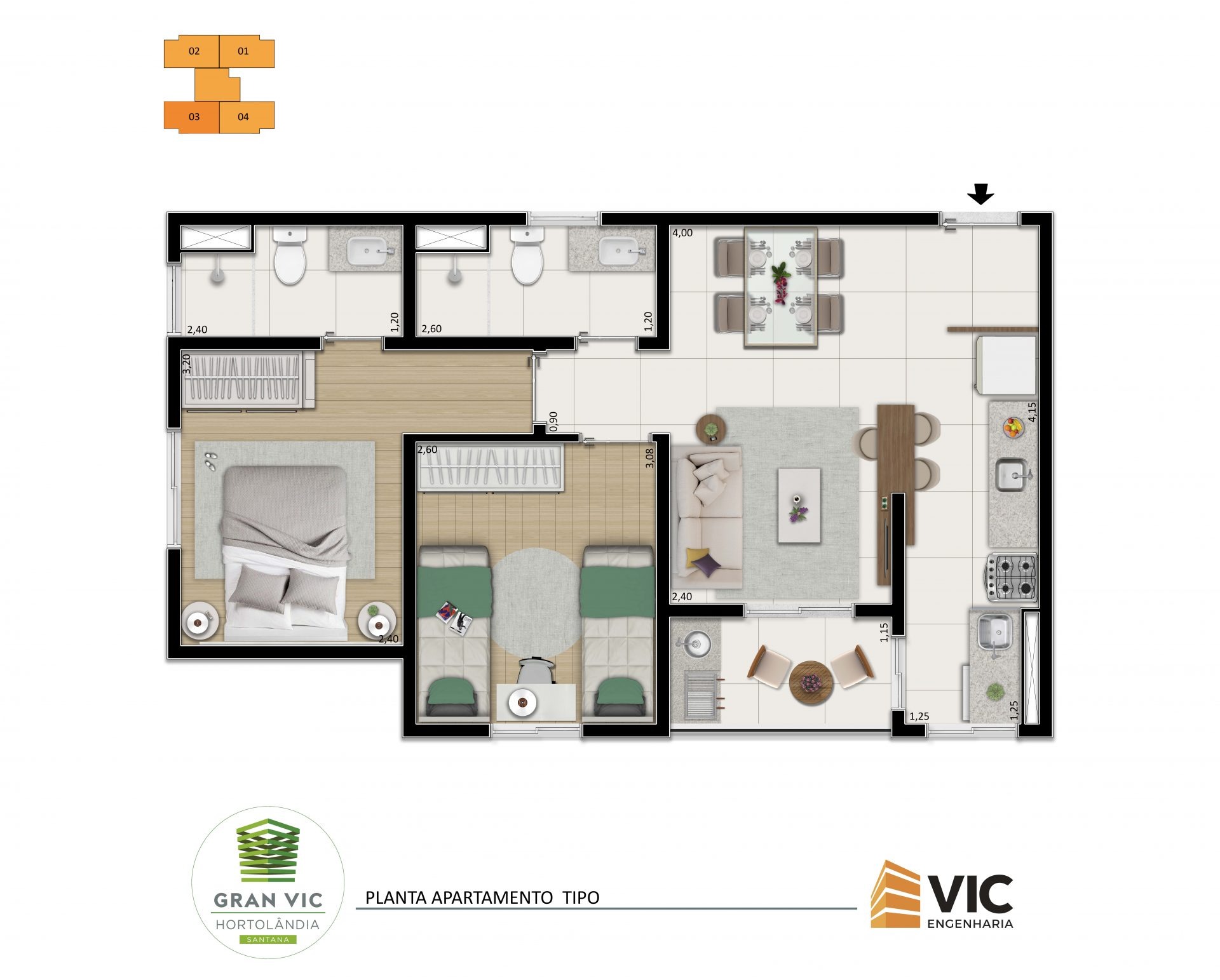 Apartamento à venda com 2 quartos, 56m² - Foto 2