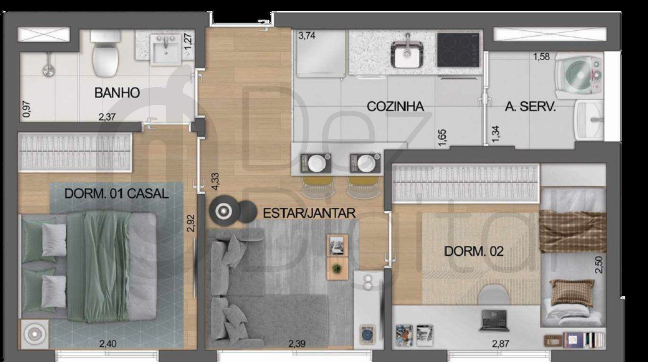 Apartamento à venda com 2 quartos, 39m² - Foto 15