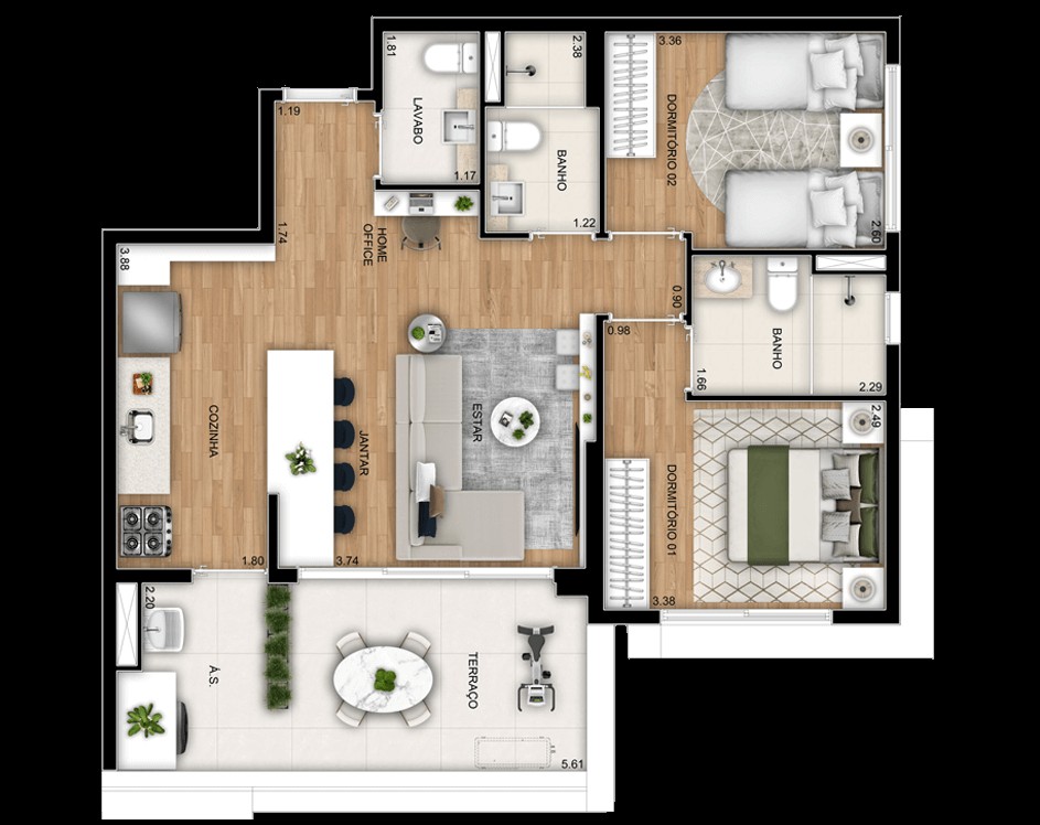 Apartamento à venda com 2 quartos, 77m² - Foto 14