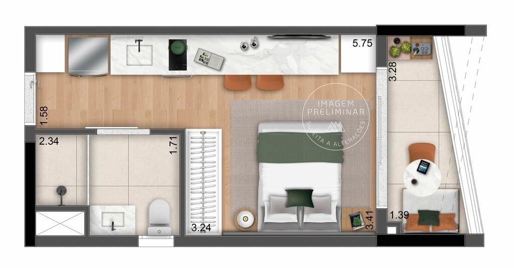 Apartamento à venda com 1 quarto, 26m² - Foto 7