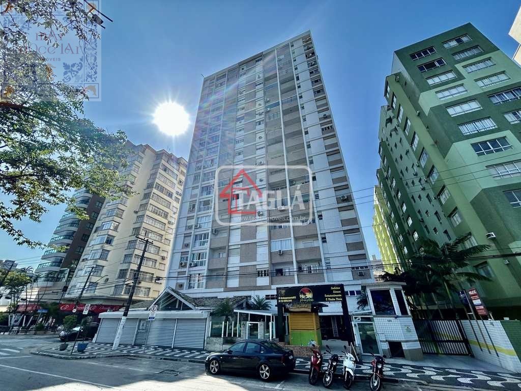 Apartamento vista mar em frente a praia em edifício com salão de festas com vista incrível do oceano e com churrasqueira - Aparecida - Santos/SP