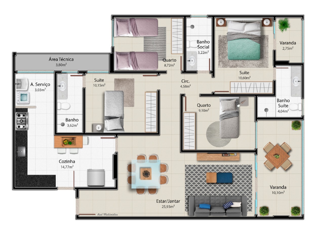 Apartamento à venda com 4 quartos, 124m² - Foto 4