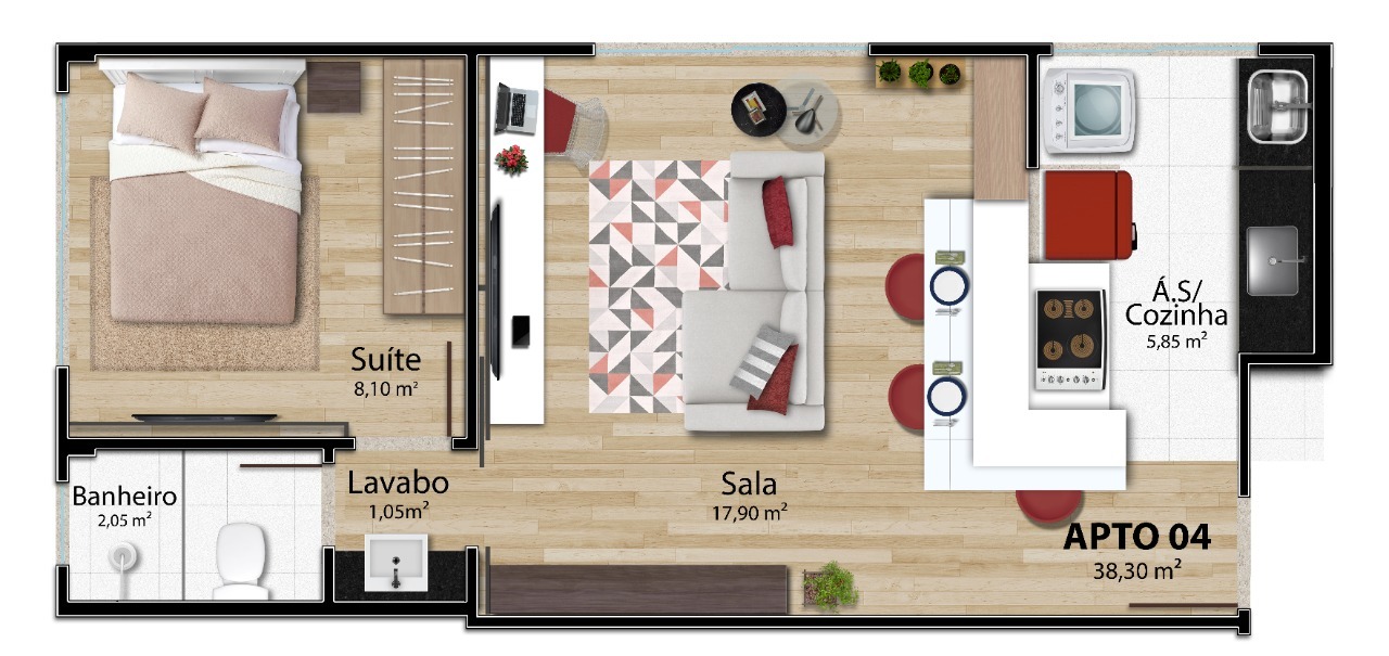 Apartamento à venda com 1 quarto, 42m² - Foto 2