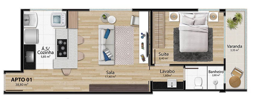 Apartamento à venda com 1 quarto, 42m² - Foto 8