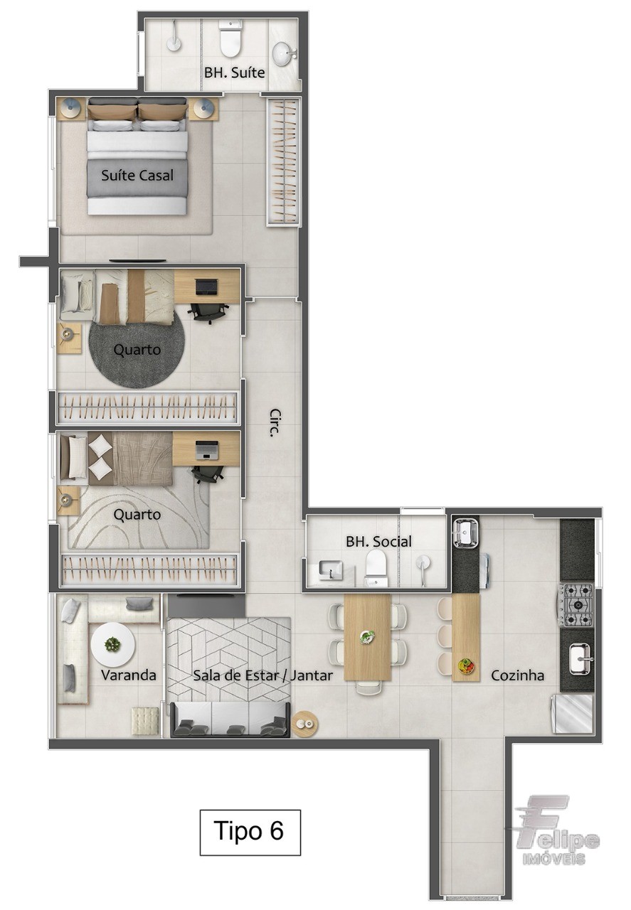 Apartamento à venda com 2 quartos, 65m² - Foto 6