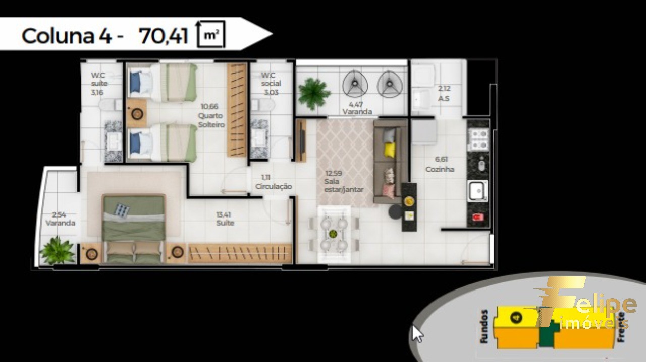 Apartamento à venda com 2 quartos, 70m² - Foto 2