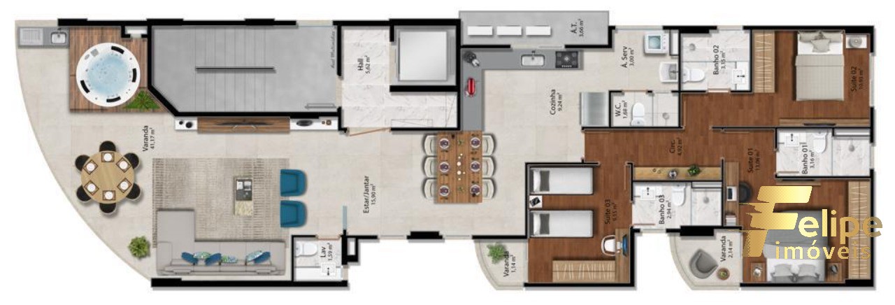 Apartamento à venda com 3 quartos, 135m² - Foto 2