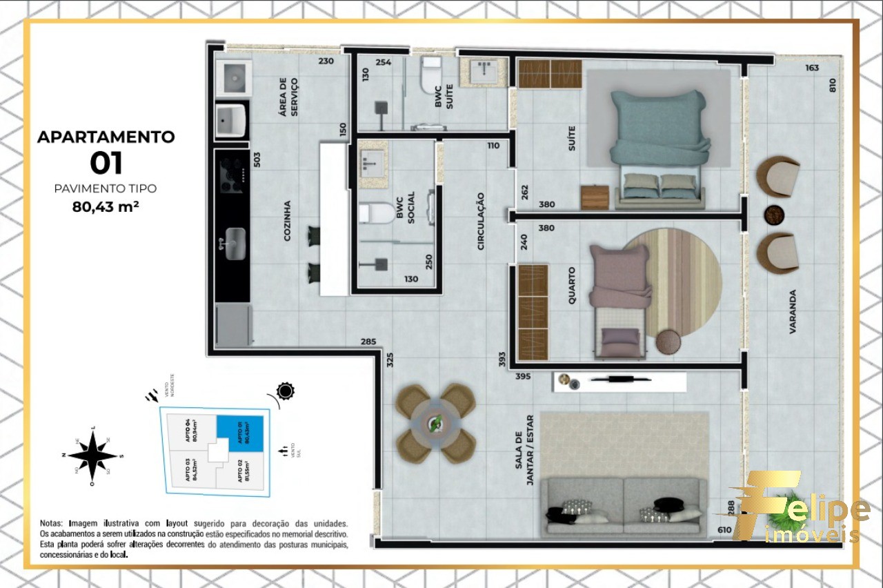 Apartamento à venda com 2 quartos, 80m² - Foto 3