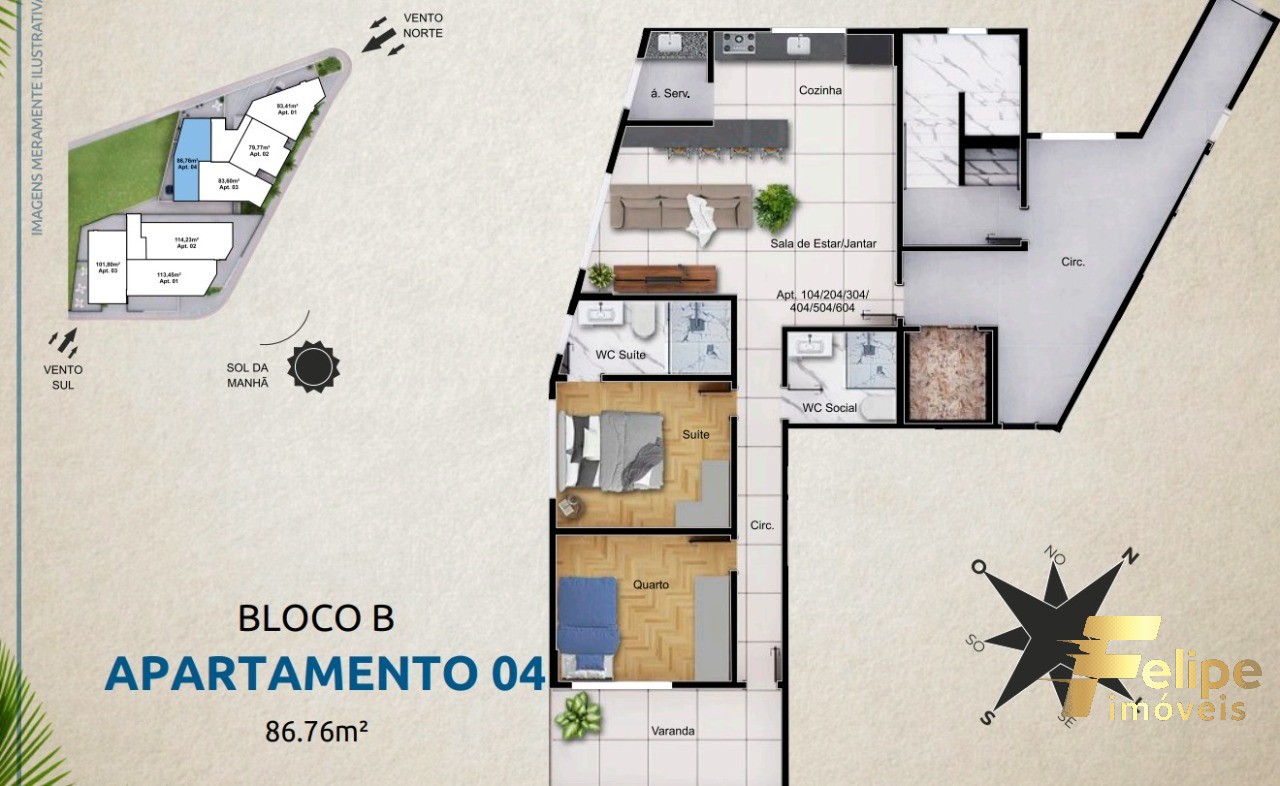 Apartamento à venda com 2 quartos, 79m² - Foto 5