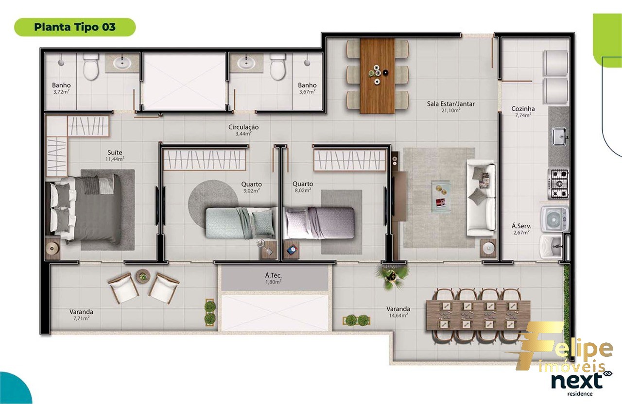 Apartamento à venda com 3 quartos, 98m² - Foto 9