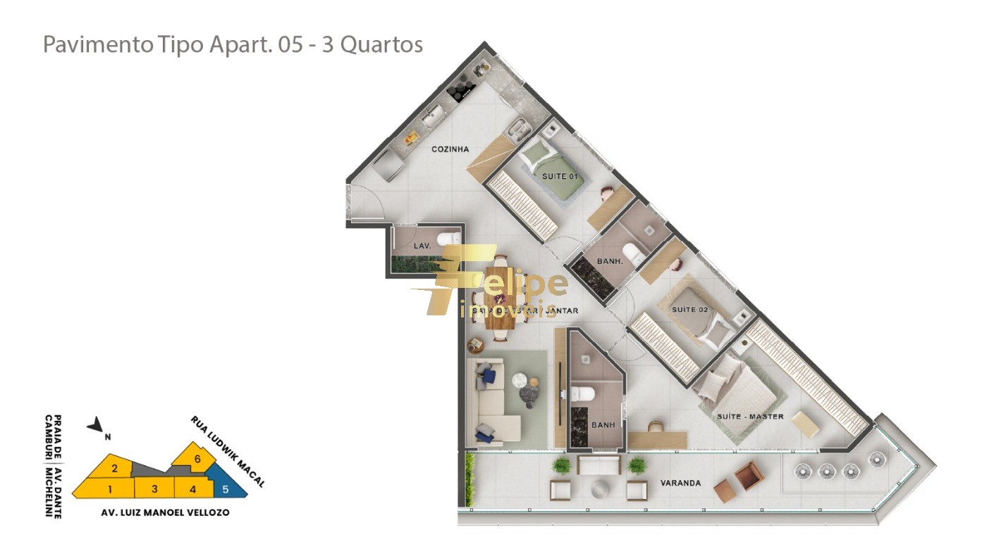 Apartamento à venda com 3 quartos, 142m² - Foto 3