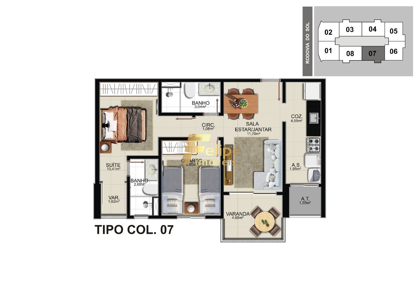 Apartamento à venda com 2 quartos, 59m² - Foto 4