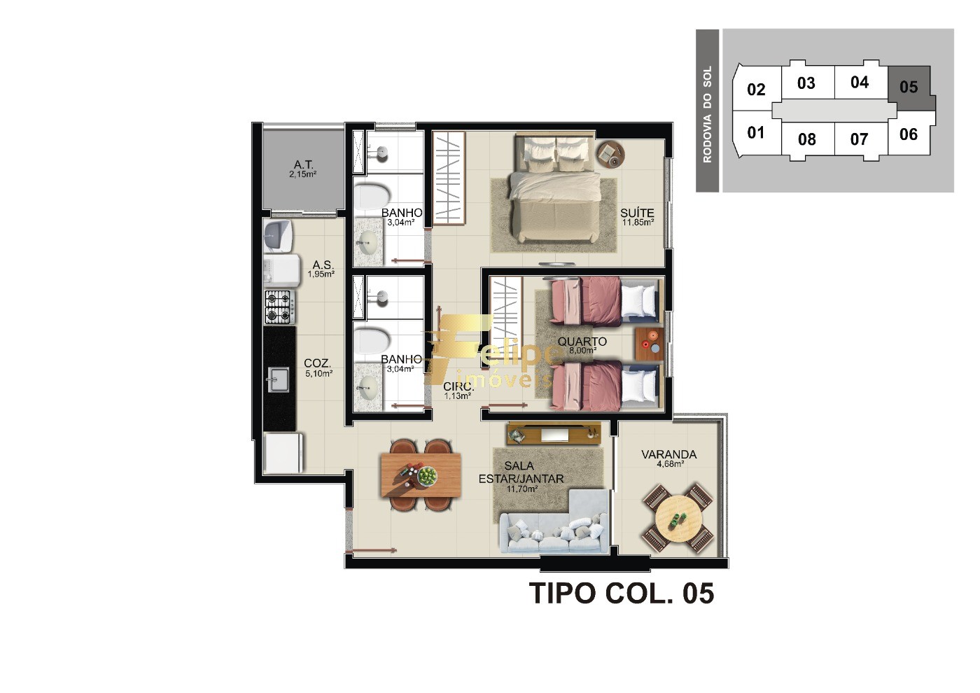 Apartamento à venda com 2 quartos, 59m² - Foto 6